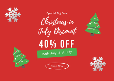 July Christmas Discount Announcement Flyer 5x7in Horizontal Design Template