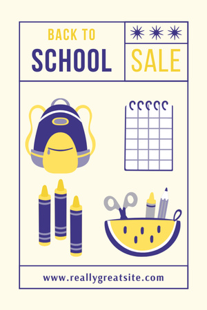 Back to School Sale with Quality School Stationery Tumblr Design Template