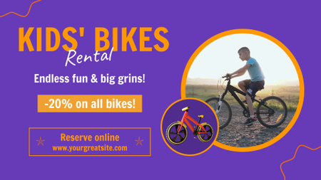 Comfortable Kids' Bikes Rental With Discounts And Reserving Full HD video Design Template