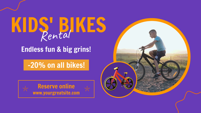 Plantilla de diseño de Comfortable Kids' Bikes Rental With Discounts And Reserving Full HD video 