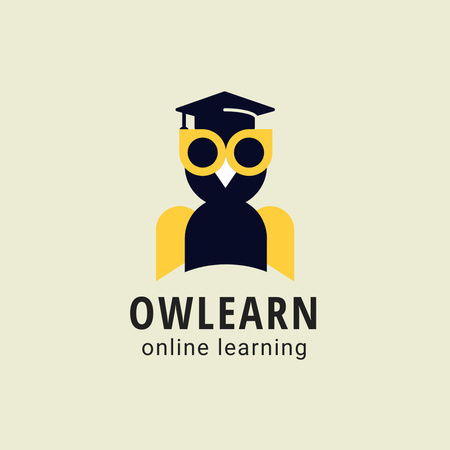 Online School Emblem with Penguin Logoデザインテンプレート