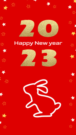 Cute New Year Greeting with Rabbit's Silhouette Instagram Video Story tervezősablon