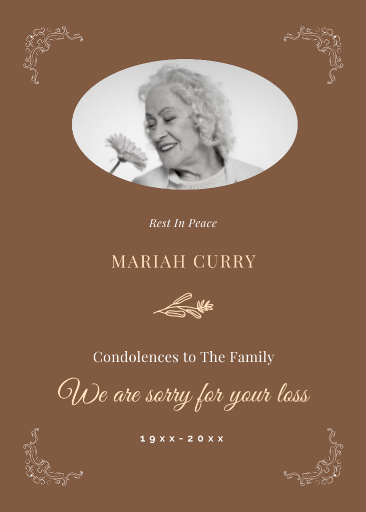 Sending Deepest Condolences Message Postcard 5x7in Vertical – шаблон для дизайну