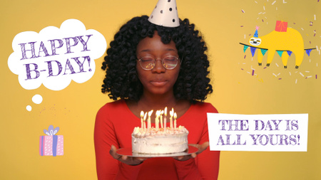 Designvorlage Geburtstagsglückwünsche mit Kuchen und Kerzen für Full HD video