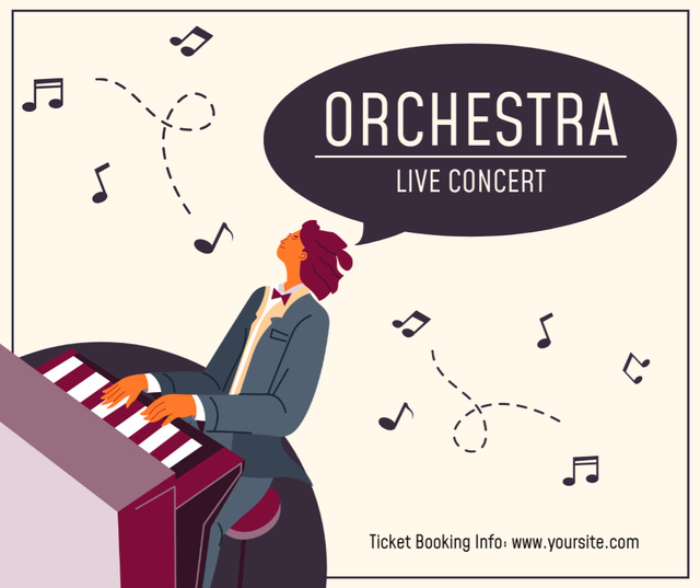 Plantilla de diseño de Orchestra Live Concert Announcement Facebook 