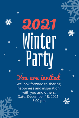 Winter Party Announcement Invitation 6x9in Design Template