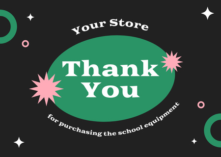 School Equipment Store Offer on Green Card Design Template