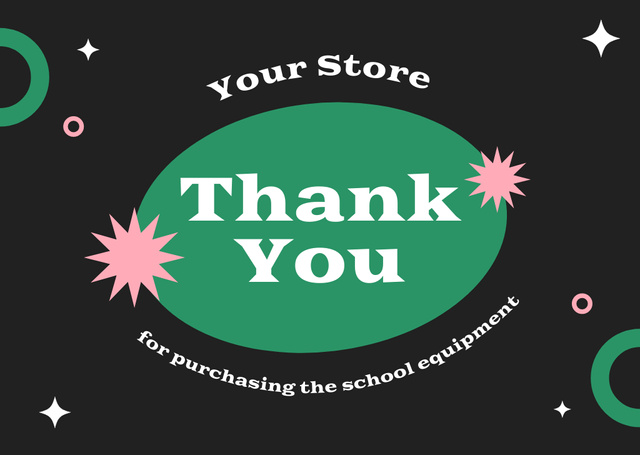 Designvorlage School Equipment Store Offer on Green für Card