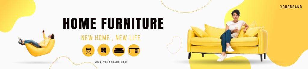Home Furniture Collection Yellow Ebay Store Billboard Design Template
