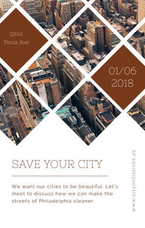 Template di design Invito all'evento urbano con vista Grattacieli Invitation 4.6x7.2in