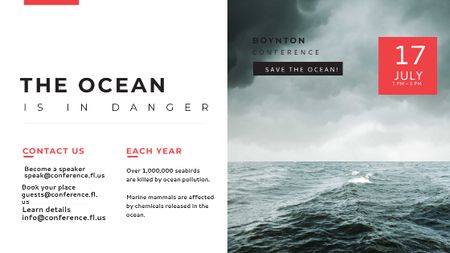 Ecology Conference Stormy Sea Waves Title – шаблон для дизайну
