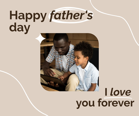 African American Father and Son on Father's Day Facebook Design Template