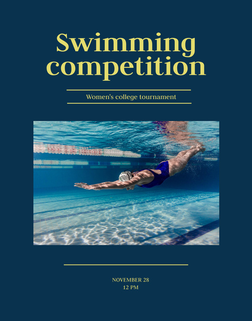 Swimming Competition with Swimmer Poster 22x28in Šablona návrhu