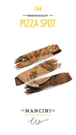 Sharing slices of Pizza in Restaurant Instagram Video Story Modelo de Design