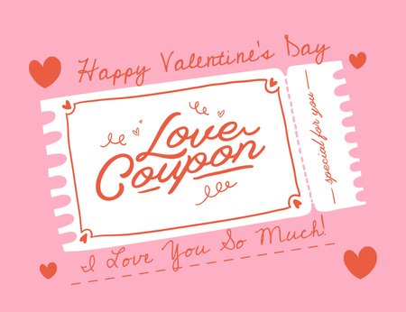 Congratulations on Valentine's Day with Love Coupon Thank You Card 5.5x4in Horizontal Design Template