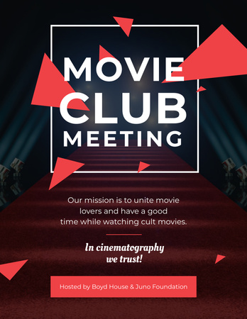 Movie Club Meeting Vintage Projector Flyer 8.5x11in Design Template
