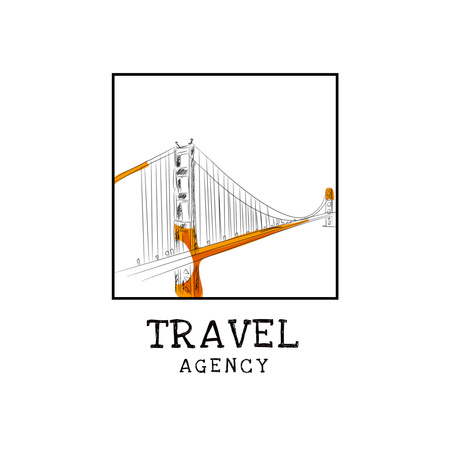 Plantilla de diseño de Bosquejo del puente colgante Animated Logo 