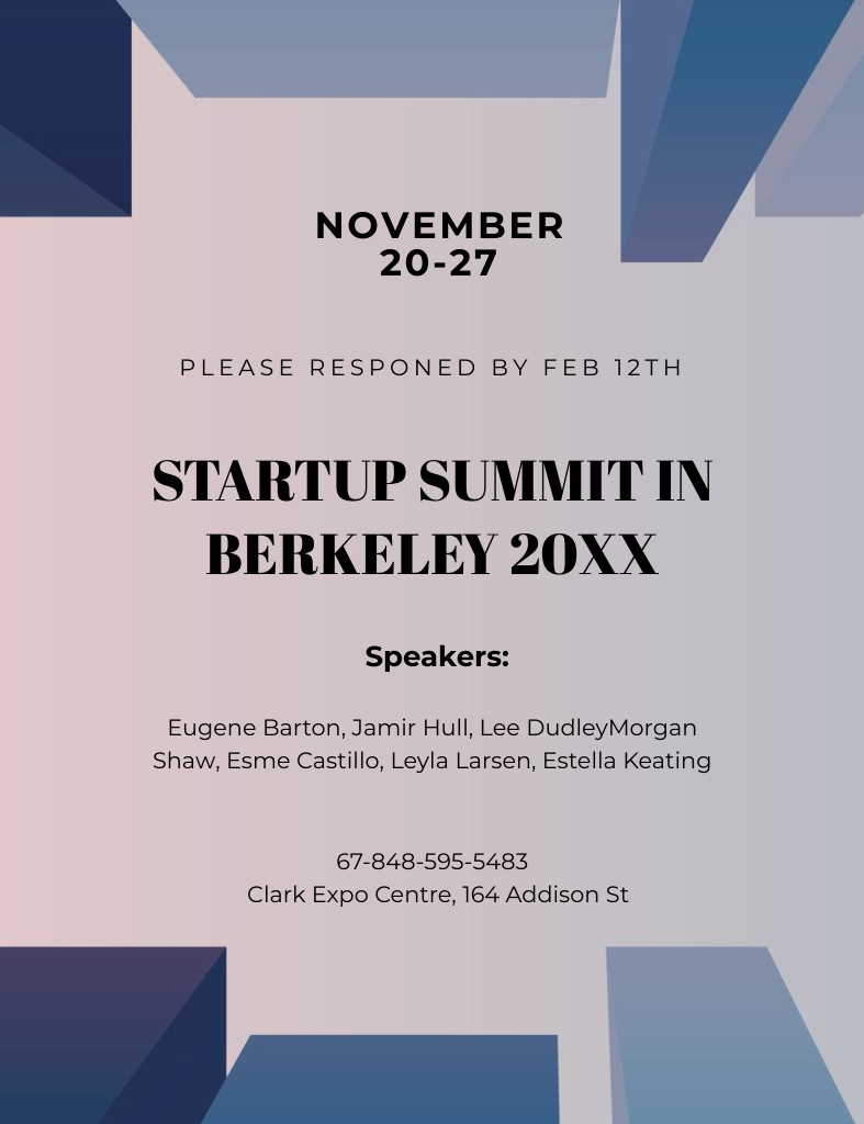 Ontwerpsjabloon van Invitation 13.9x10.7cm van Startup Summit Announcement with Skyscrapers
