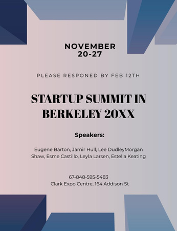 Ontwerpsjabloon van Invitation 13.9x10.7cm van Aankondiging van de Startup Summit met wolkenkrabbers