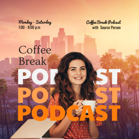 Template di design Annuncio di podcast per la pausa caffè Podcast Cover