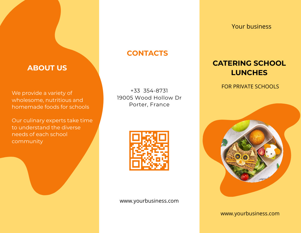 Responsible Catering School Lunches Service Offer Brochure 8.5x11in Design Template