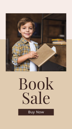Books Sale Announcement with Cute Kid Instagram Story Design Template
