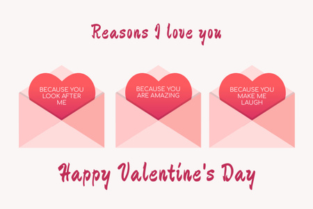 Valentine's Day Wishes With Envelopes Postcard 4x6in Design Template