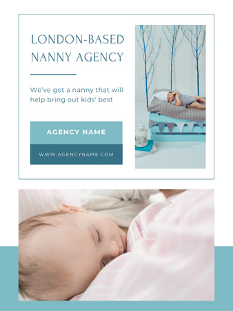 Template di design Promozione del servizio di babysitter con un simpatico bambino addormentato Poster US