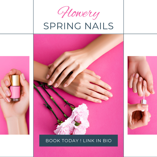 Ontwerpsjabloon van Instagram AD van Spring Promotion Offer for Nail Care