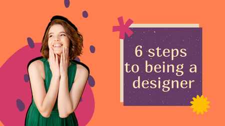 Platilla de diseño Designer Course with Smiling Girl Youtube Thumbnail