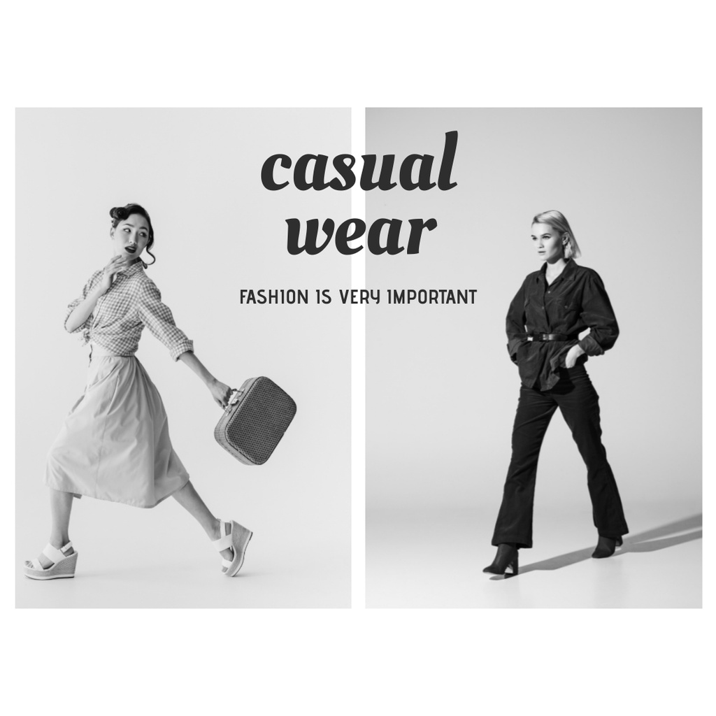 Fashion Clothes Ad with Women Instagram tervezősablon
