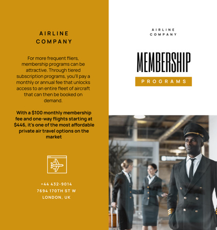 Airline Company Membership Loyalty Program Brochure Din Large Bi-fold Design Template