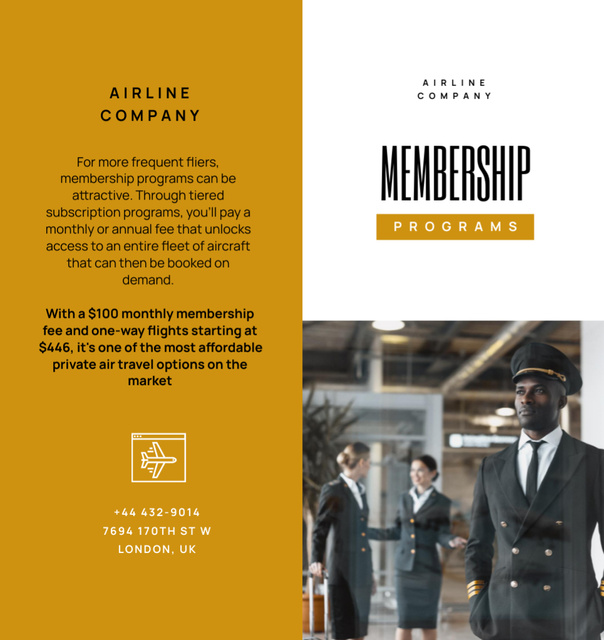 Airline Company Membership Loyalty Program Brochure Din Large Bi-fold Šablona návrhu