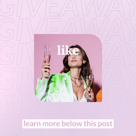 Fashion Giveaway Ad with Bright Stylish Women Animated Post Modelo de Design