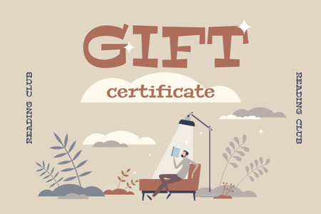 Ваучер на продажу книг на бежевом Gift Certificate – шаблон для дизайна