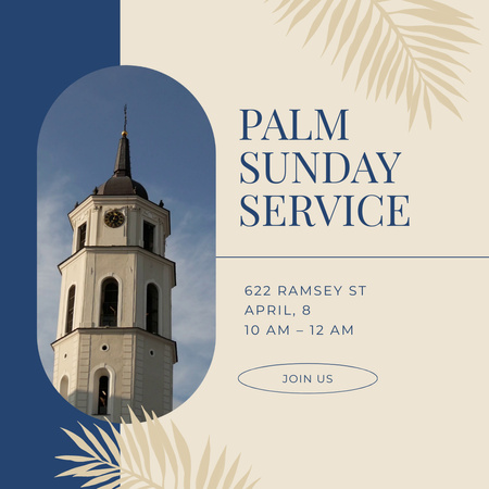 Announcement Of Palm Sunday Worship Animated Post Design Template
