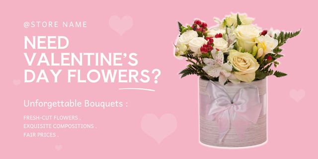 Plantilla de diseño de Valentine's Day Flower Sale Announcement Twitter 
