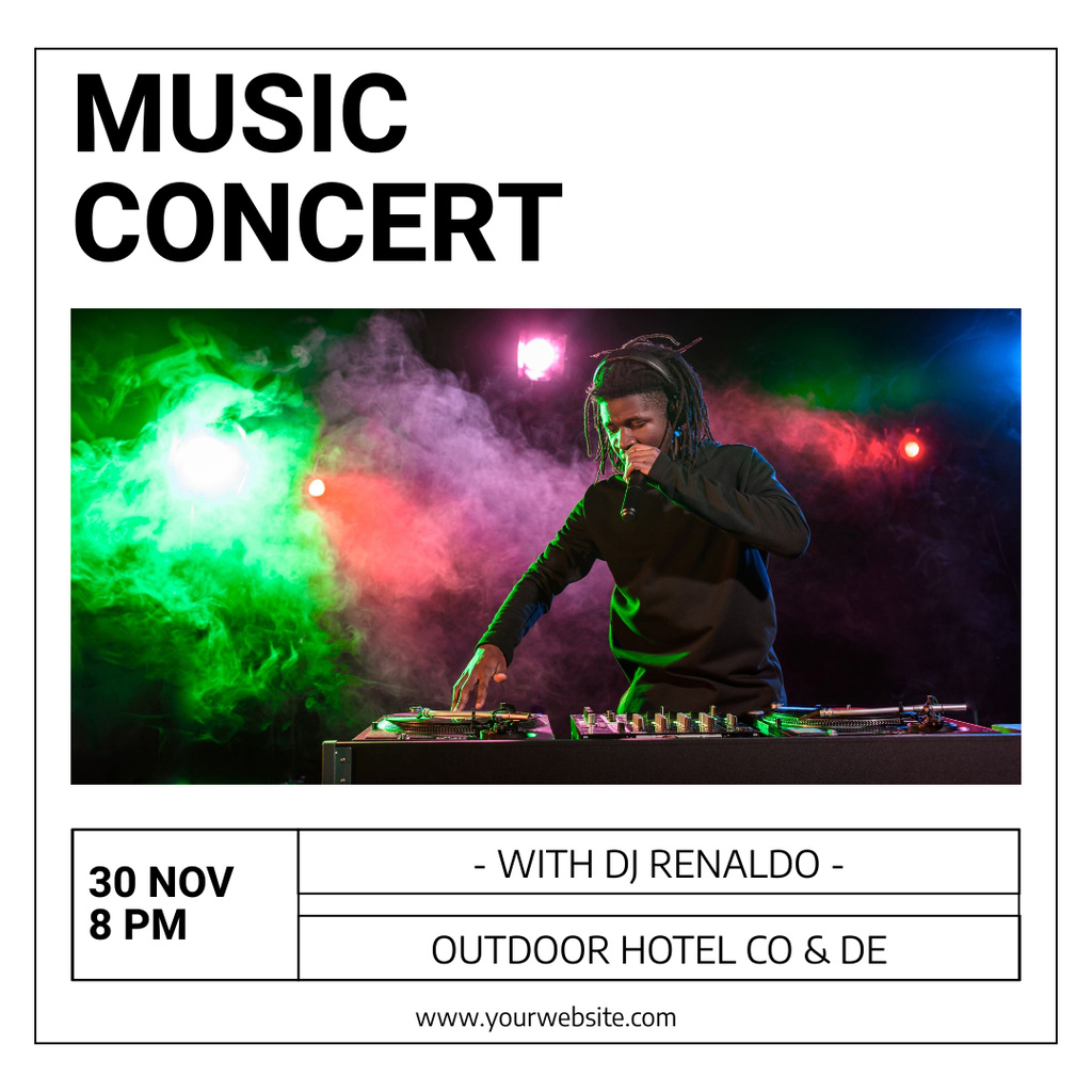 Designvorlage Music Concert Ad with Popular Dj für Instagram