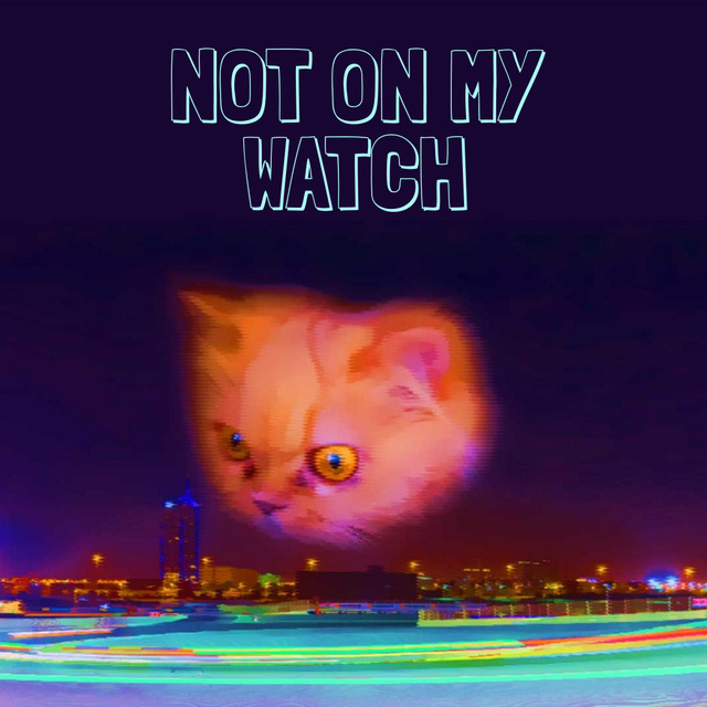 Ontwerpsjabloon van Animated Post van Cat gazing at night city