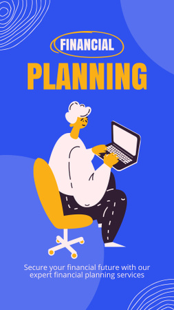 Homem fazendo planejamento financeiro no laptop Instagram Story Modelo de Design