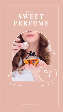 Woman Smelling Fragrance for Premium Perfume Offer Instagram Story Modelo de Design