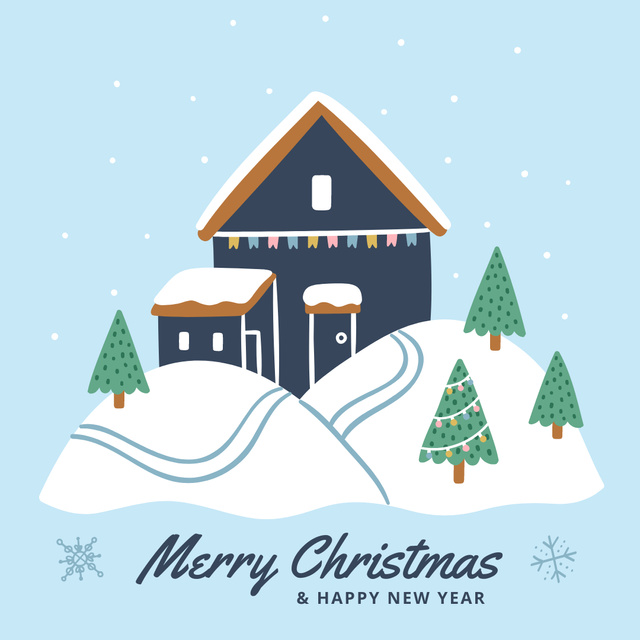 Christmas Inspiration with Decorated House Instagram Design Template