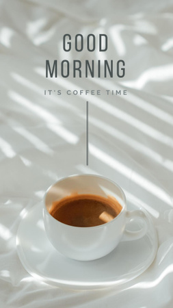 Cozy Cafe Ad with Coffee Cup In White Instagram Story Design Template