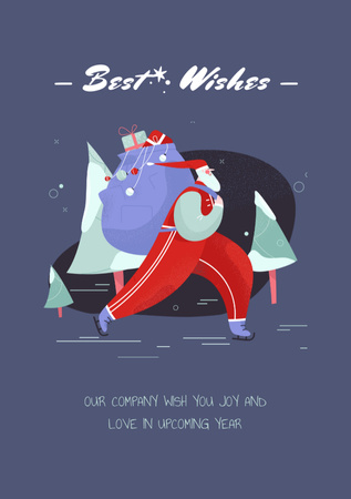 Різдвяні побажання від Санти з мішком подарунків Катання на ковзанах Postcard A5 Vertical – шаблон для дизайну