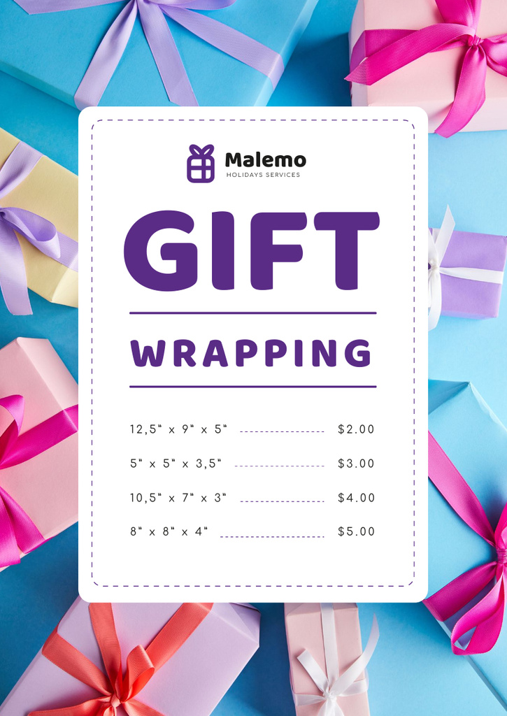 Template di design Gift Wrapping Service Ad with Boxes with Bows Poster A3
