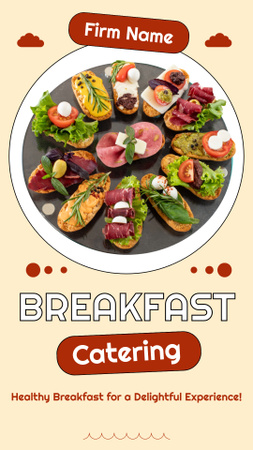 Breakfast Catering Services Ad with Tasty Snacks Instagram Story Modelo de Design