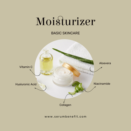 Skincare Moisturiser Ad with Cream and Vitamin C Instagram Design Template
