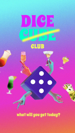Funny illustration of dice cube with human hands Instagram Story Šablona návrhu