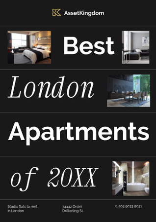 Property Sale Offer in London on Black Poster B2 Design Template