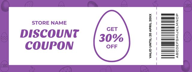 Easter Discount Offer with Easter Egg Illustration Coupon Tasarım Şablonu